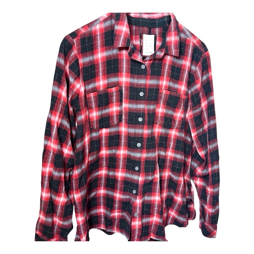 Sonoma Mens Plaid Flannel Button Down Shirt XL Red Black Casual Soft